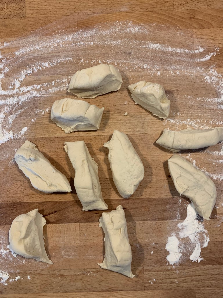Dough cut into pieces